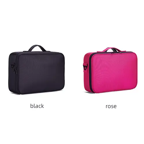 Portable Double Layer Aluminum Compartment Cosmetic Storage Case